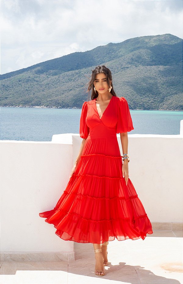 Vestido Midi Diana Vermelho