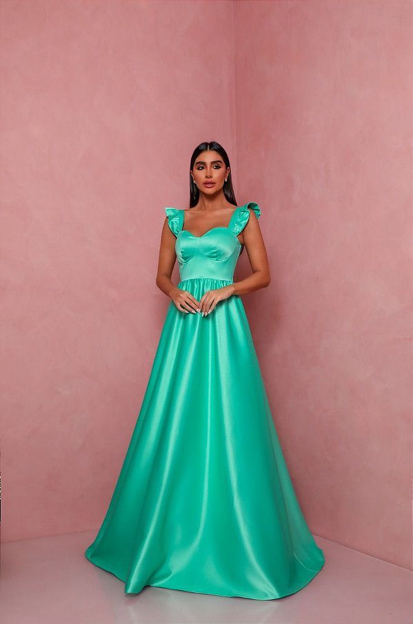 Vestido Longo Princess Verde Esmeralda