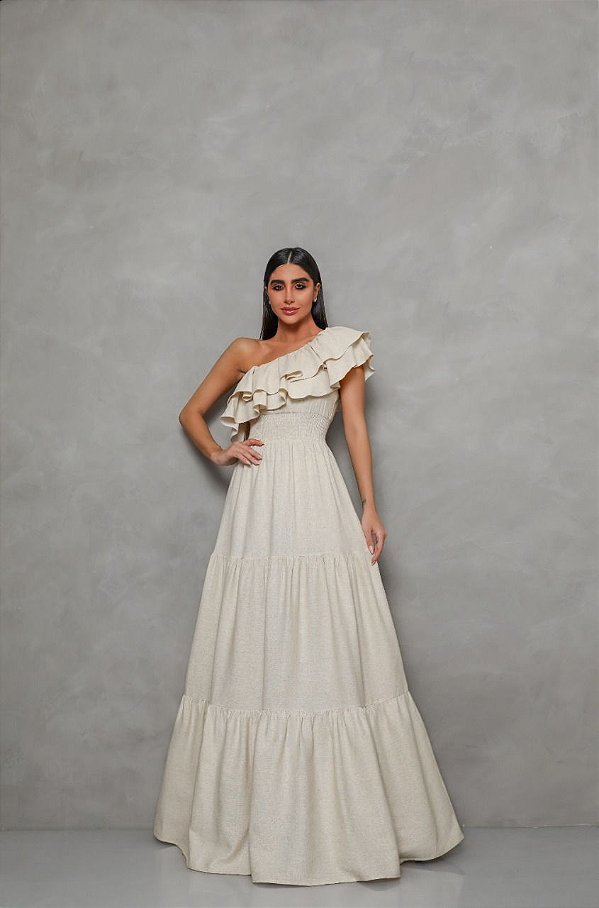 Vestido Longo Juliana Areia