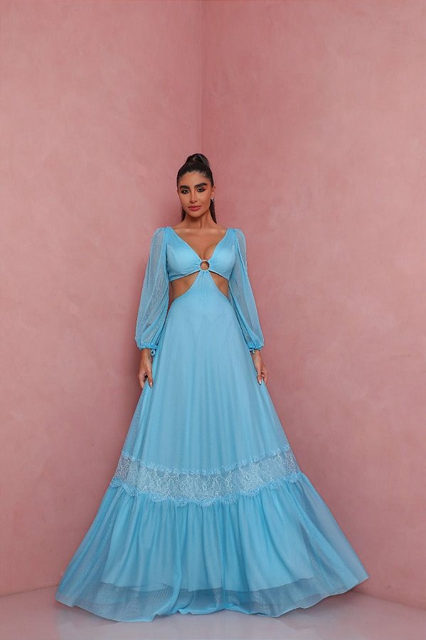 Vestido Longo Jessica Azul