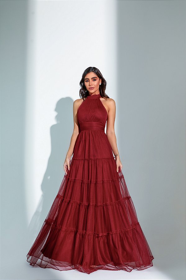 Vestido Longo Valentina Marsala