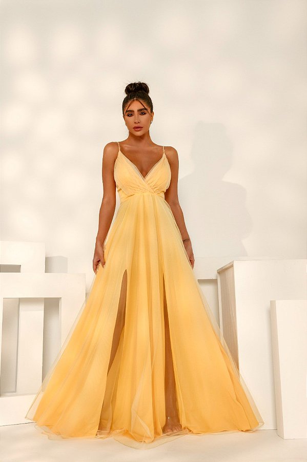 Vestido Longo Guta Amarelo