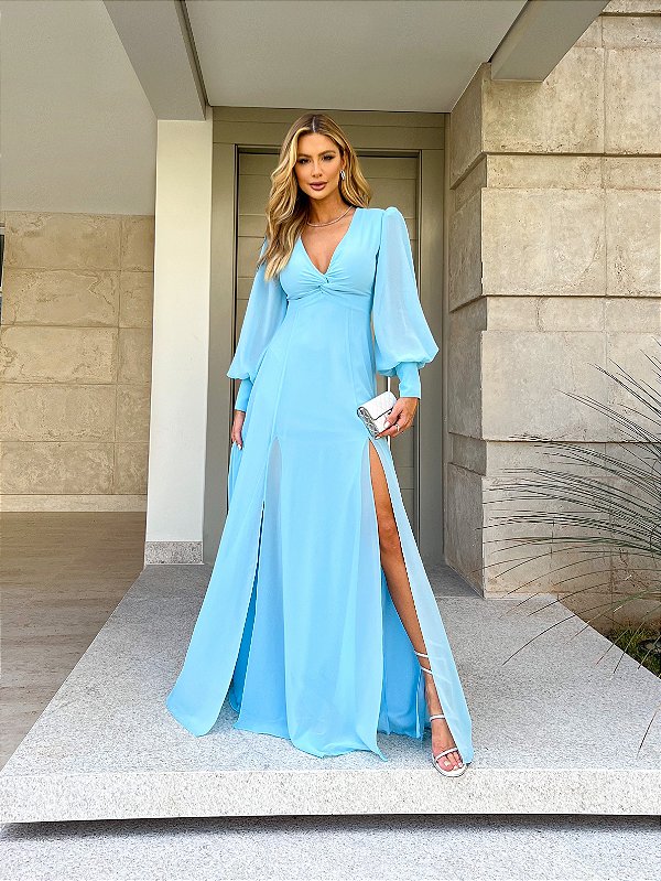 Vestido Longo Ariela Azul Serenity