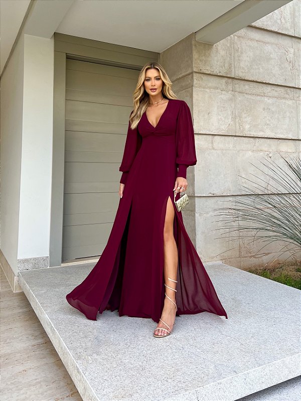 Vestido Longo Ariela Marsala