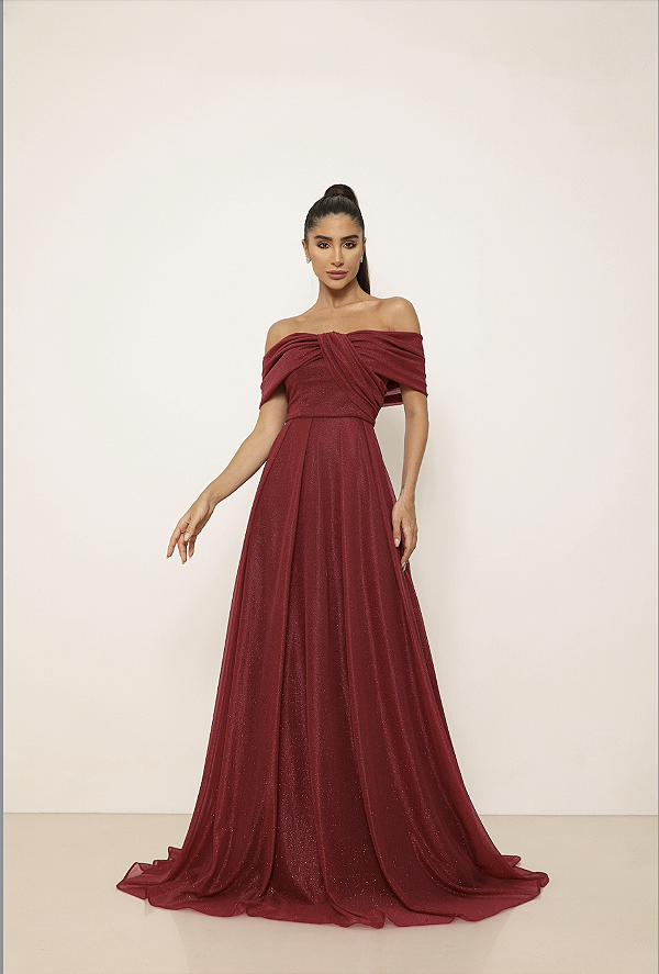 Vestido longo Vegas Marsala