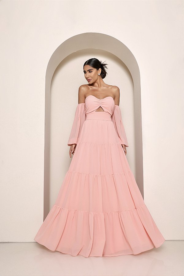 Vestido Longo Noronha Salmao