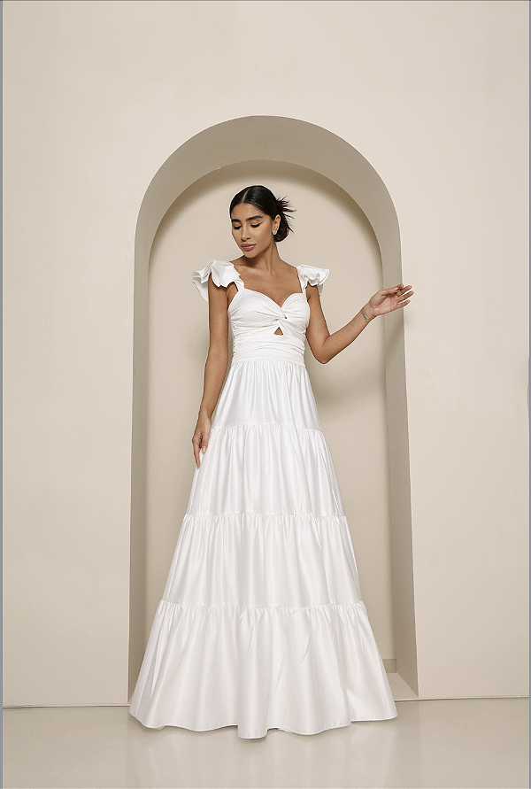 Vestido Longo Cetim Luiza Off
