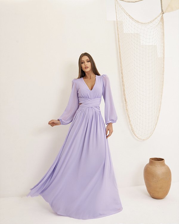 Vestido Longo Diamante Lilas
