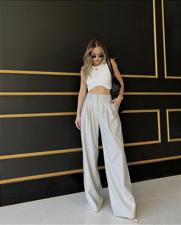 Calça Pantalona Madis Cinza