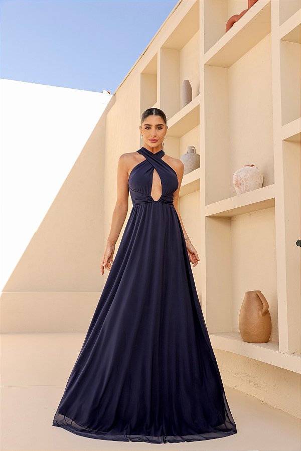 Vestido Longo Bali Azul Marinho