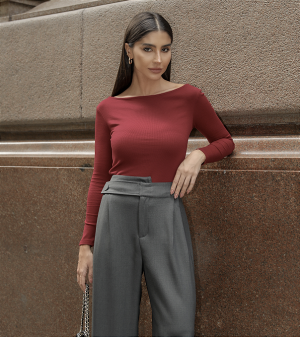 Blusa Canelada Momo Marsala