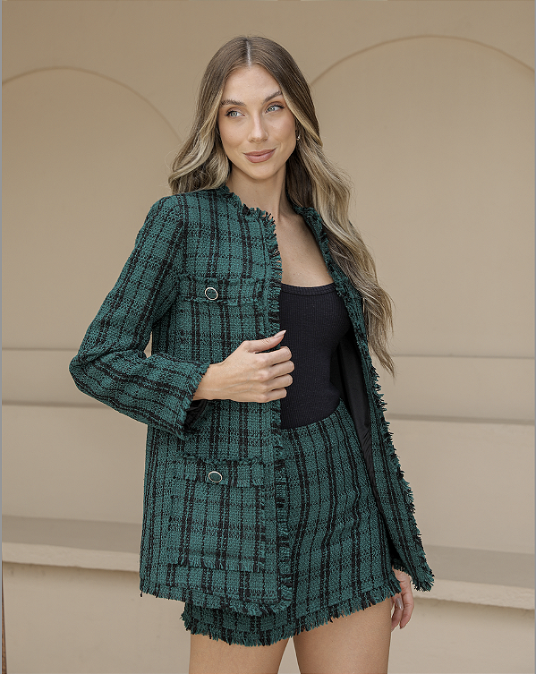 Conjunto Tweed Shorts Saia Icon Verde