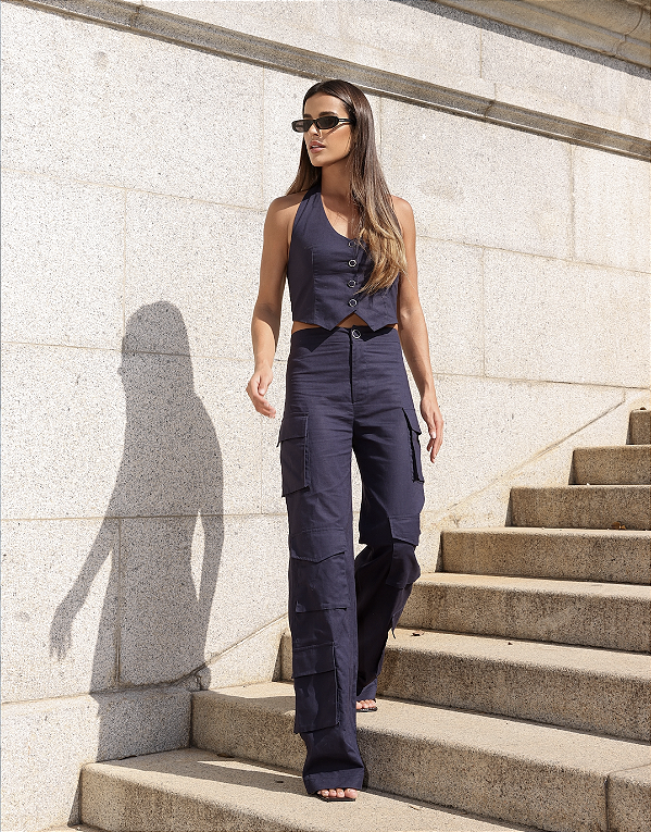 Conjunto Linho Cargo Martin Azul Marinho