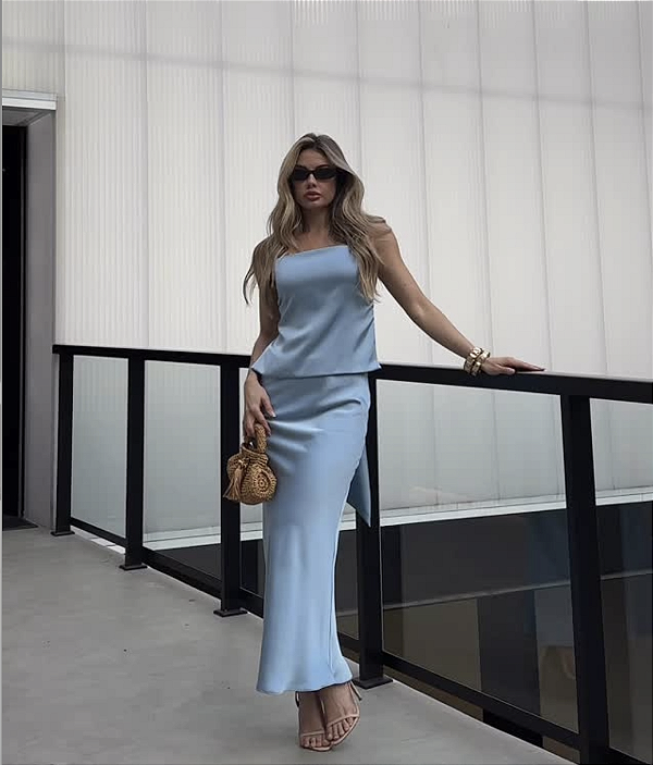 Saia Cetim Euro Azul