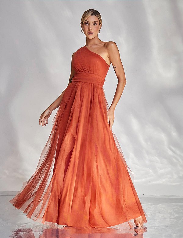 Vestido Longo Fada Terracota