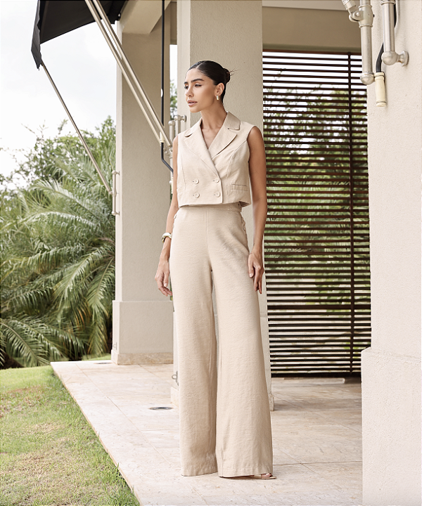 Conjunto Colete Pantalona Nico Areia