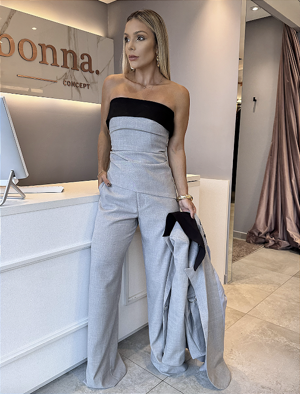 Calça Alfaiataria Adriely Cinza