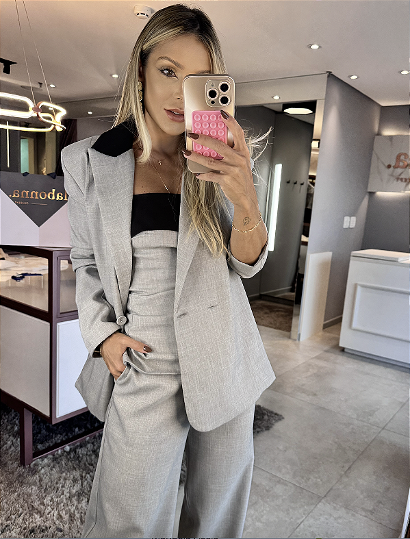 Blazer Alfaiataria Adriely Cinza