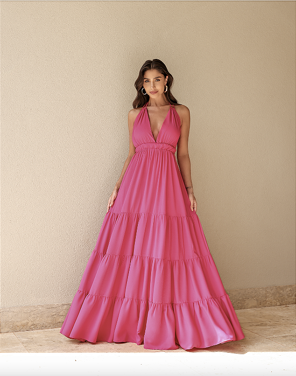 Vestido Longo Frente Unica Tania Pink
