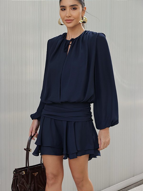 Vestido Curto Atenas Azul Marinho