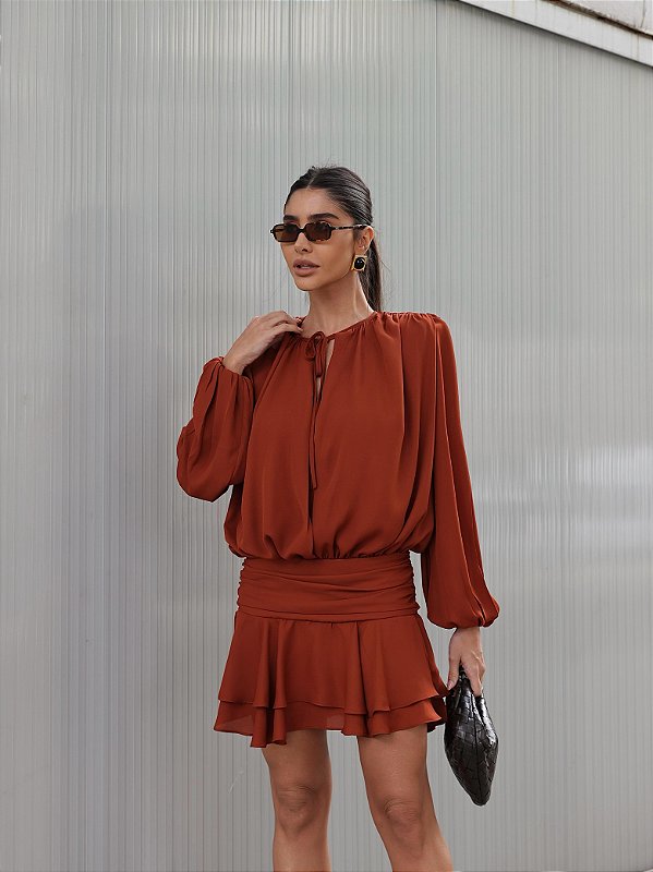 Vestido Curto Atenas Terracota