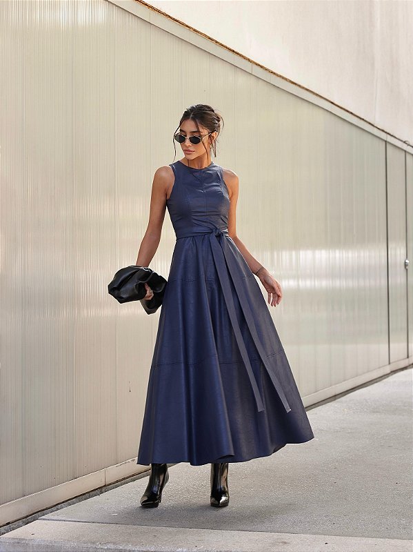 Vestido Longuete Courino Astana Azul