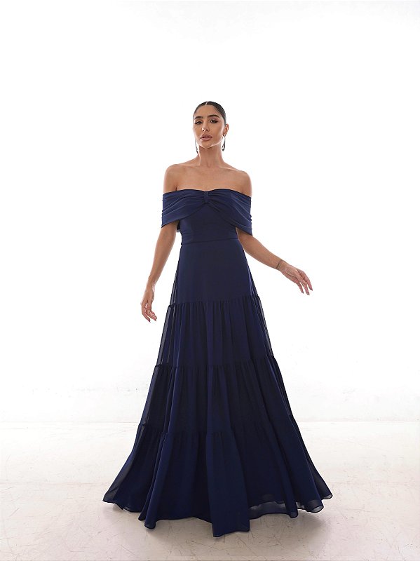Vestido Longo Ombre Azul Marinho