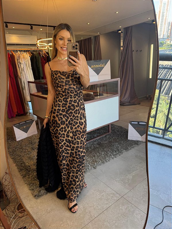 Vestido Midi Microtule Animal Print Mari