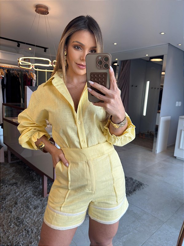 Conjunto Linho Aviamento Lucy Amarelo