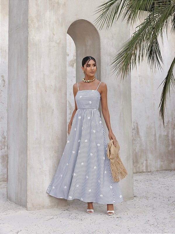 Vestido Longo Bordado Ster Preto