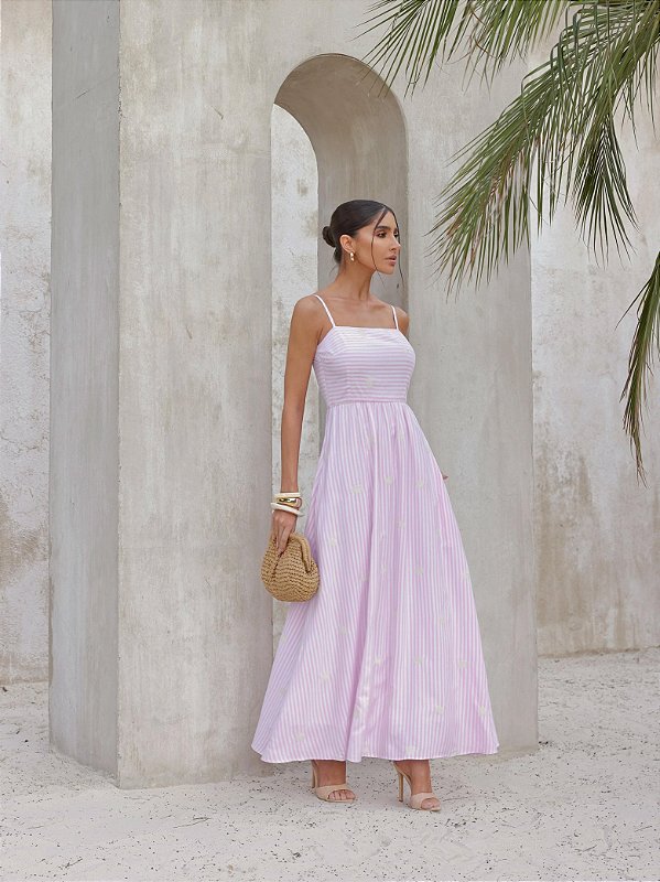 Vestido Longo Bordado Ster Rosa