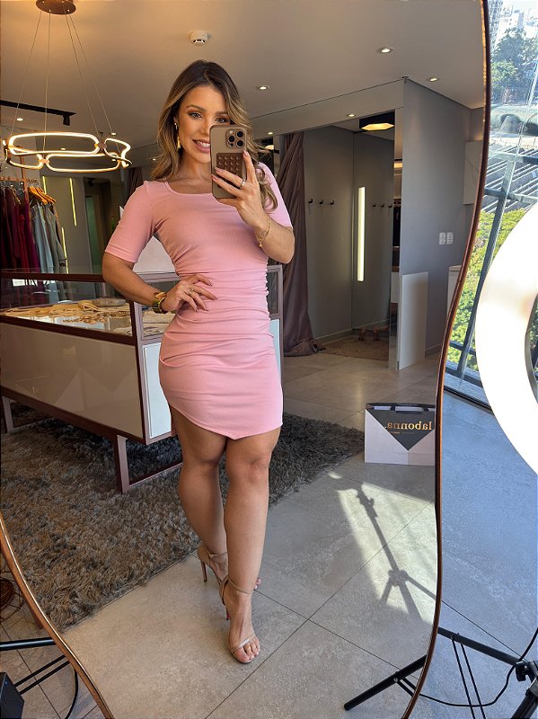 Vestido Curto Assimétrico Juju Rosa