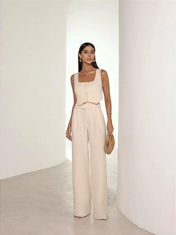 Conjunto Colete Cós Duplo Areia