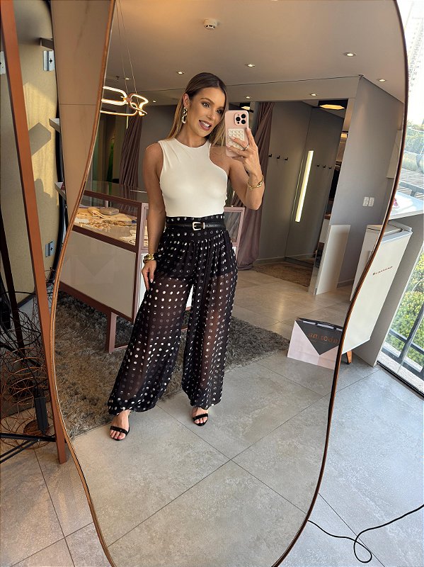 Calça Aladin Poa Preta