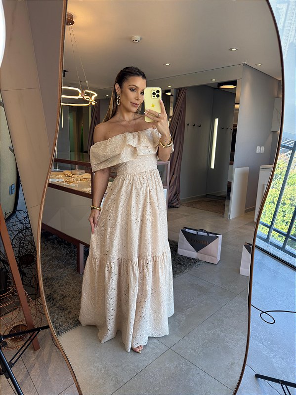 Vestido Longuete Laise Clary Areia