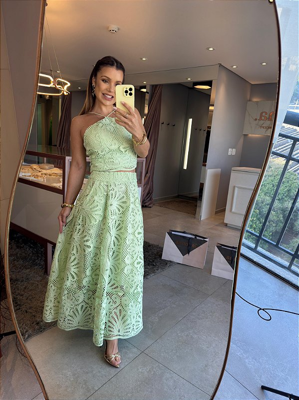Conjunto Midi Renda Guipir Luce Verde