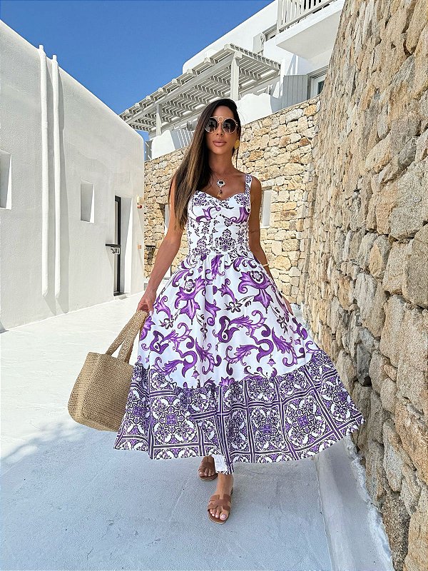 Vestido Midi Giallo Roxo