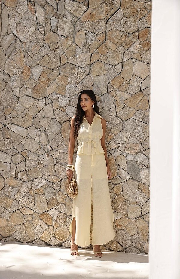 Conjunto Linho Nana Amarelo