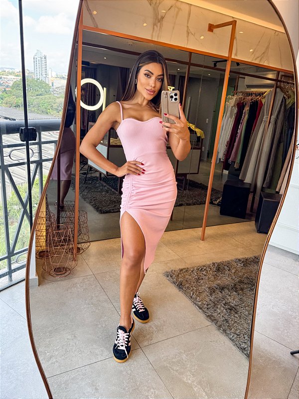 Vestido Midi Strong Tave Rosa
