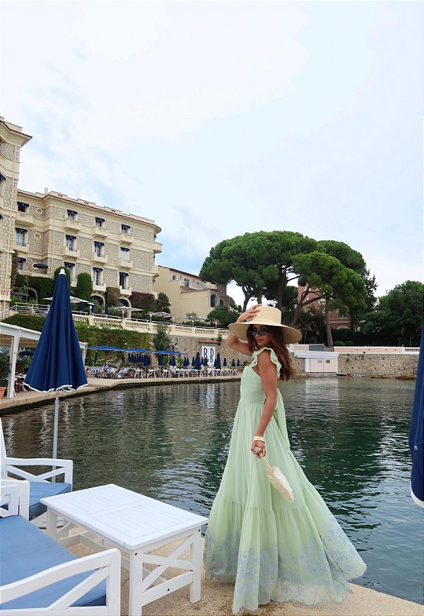 Vestido Longo Bordado Lery Verde