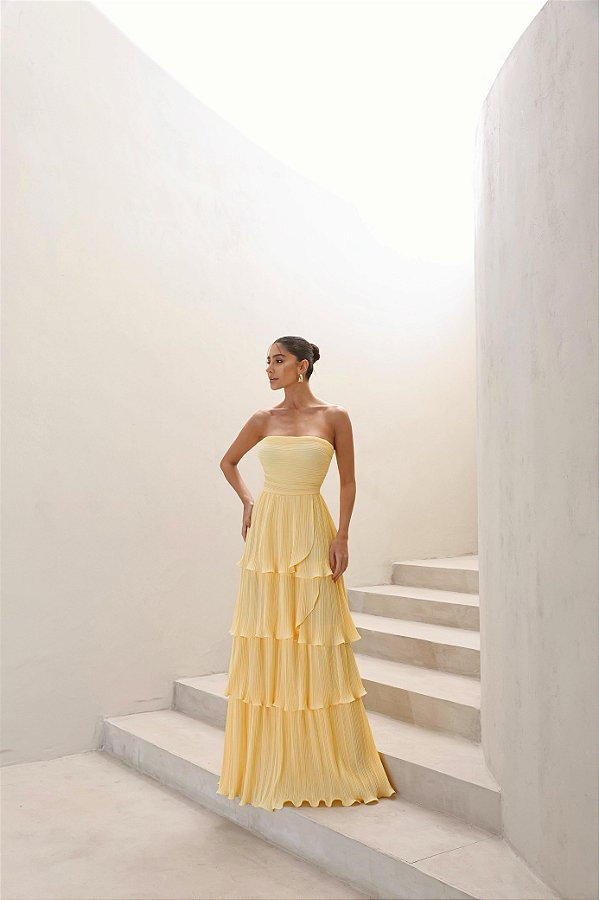 Vestido Longo Glenda Amarelo