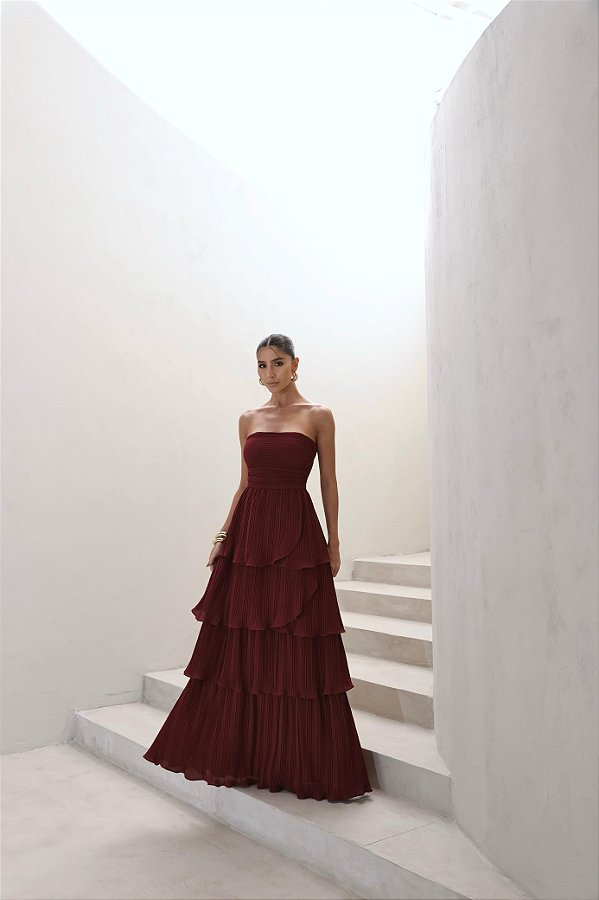 Vestido Longo Glenda Marsala