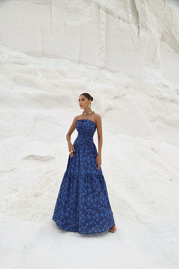 Vestido Longo Laise Are Azul