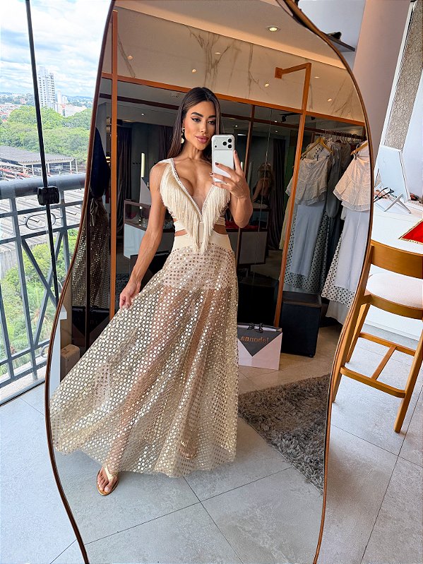 Vestido Longo Notturno Dourado