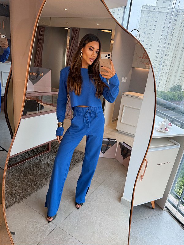 Conjunto Cloe Manga Longa Azul Royal