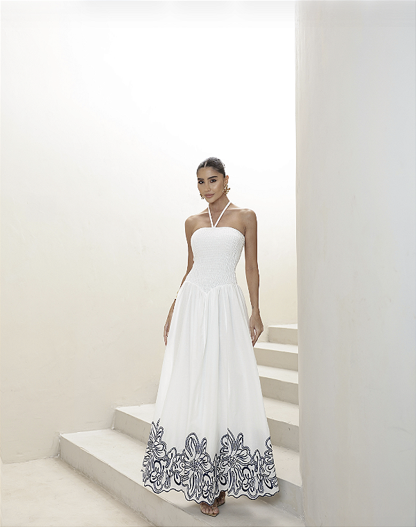 Vestido Longo Laise Bordado Branco