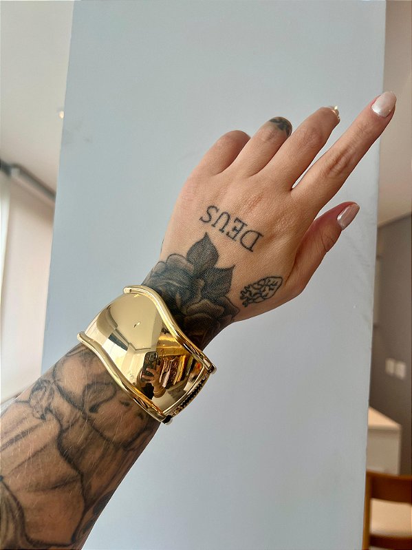 Bracelete Dourado Largo Fer