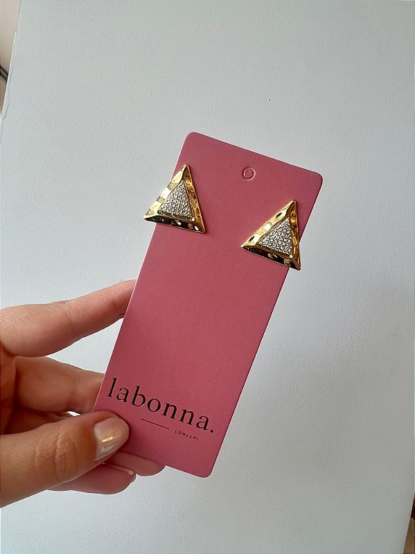 Brinco Triangular Dourado Zirconia Dourado