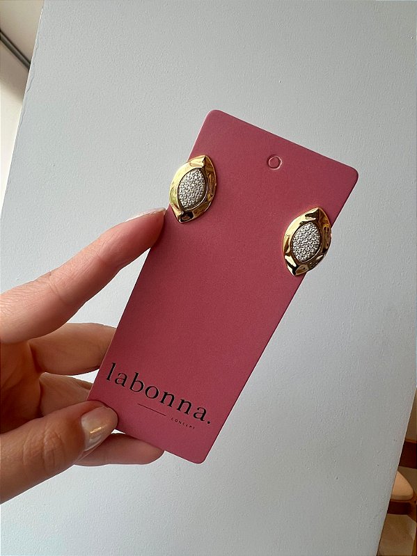 Brinco Oval Dourado com Brilho