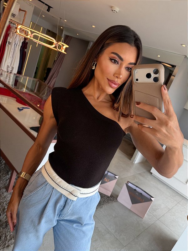 Blusa Um Ombro One Preto